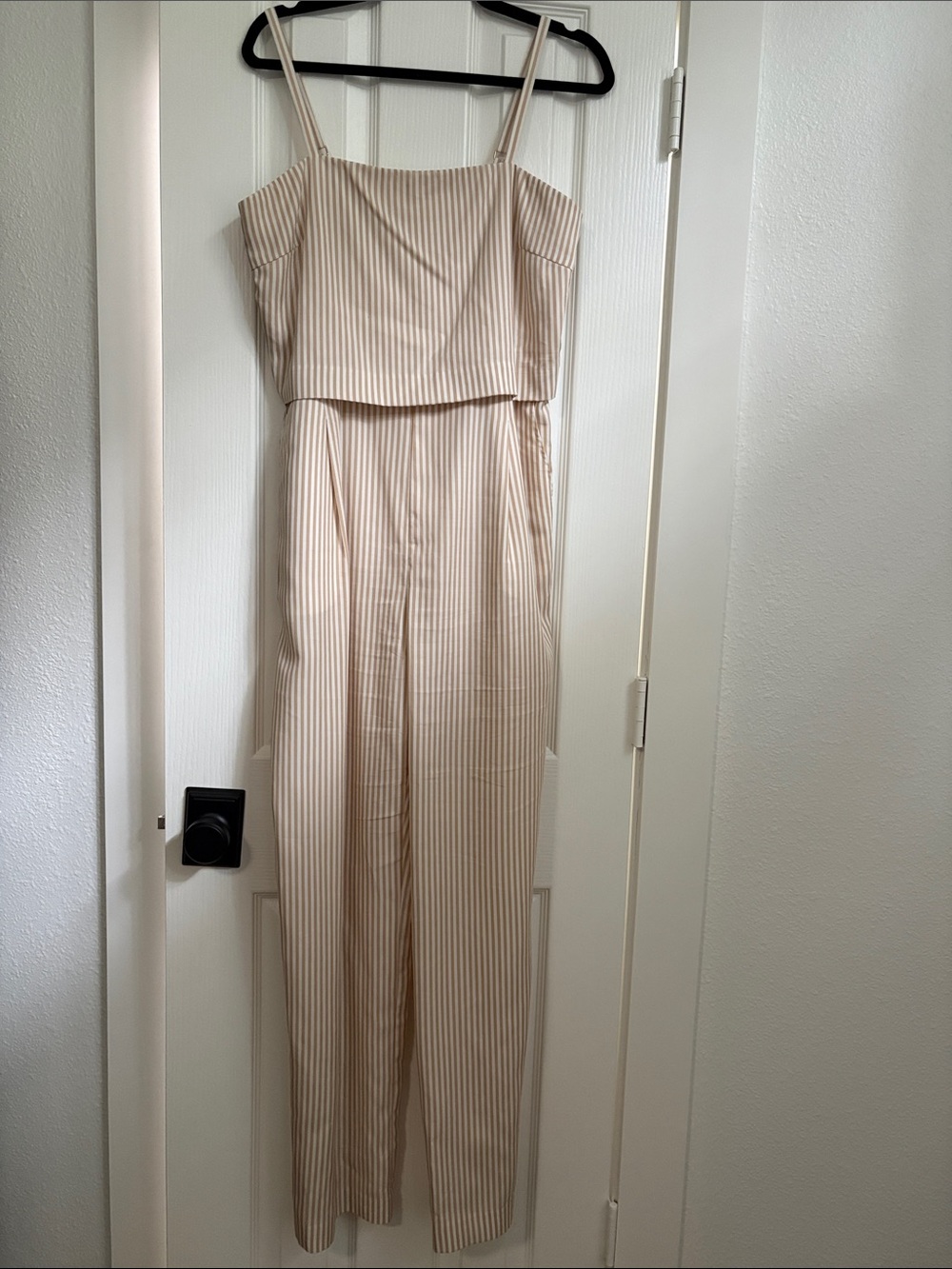 J. McLaughlin Cream and Beige Striped Wide-Leg Jumpsuit